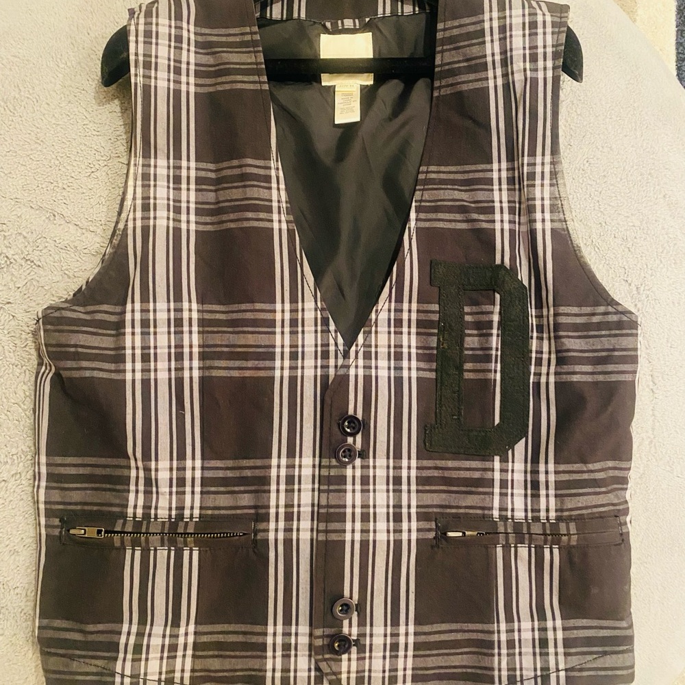 Vintage Diesel Black and White Plaid Vest